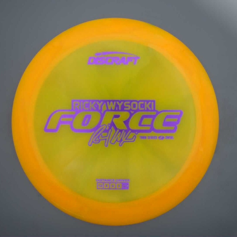 Discraft Elite Z Swirl Force with Ricky Wysocki 2025 Tour Series Stamp – 176.4g – Yellow