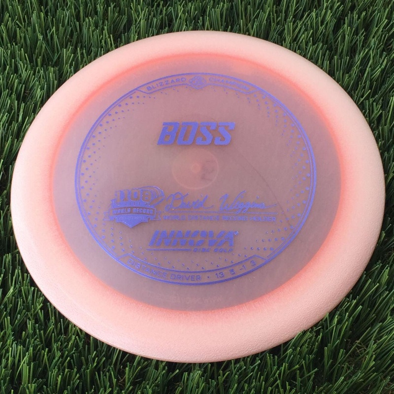 Innova Champion Blizzard Boss with 1108 Feet – David Wiggins – World Distance Record Holder Stamp – 139g – Translucent Muted Pink
