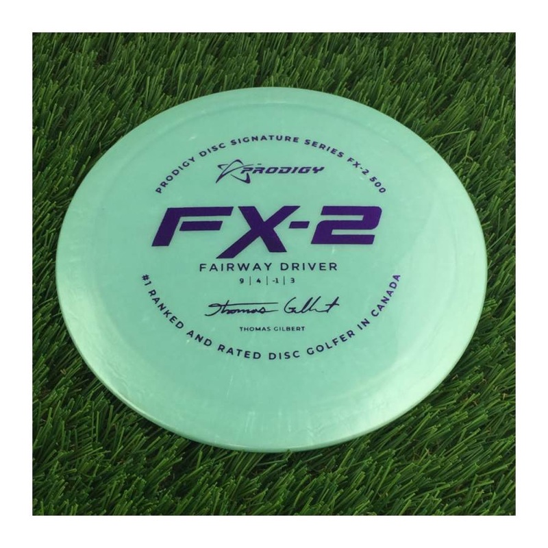 Prodigy 500 FX-2 with 2022 Signature Series Thomas Gilbert – #1 Ranked and Rated Disc Golfer In Canada Stamp – 173g – Solid Pale Blue