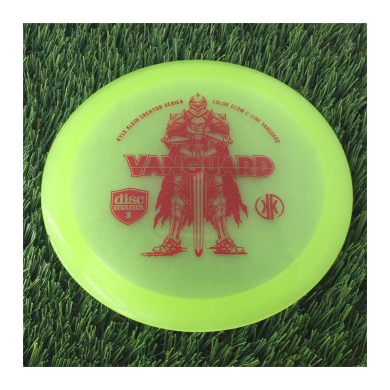 Discmania C-Line Color Glow Reinvented Vanguard with Kyle Klein Creator Series – Powerful Knight Stamp – 176g – Translucent Lime Green