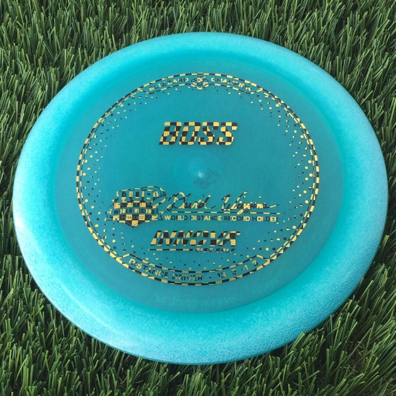 Innova Champion Blizzard Boss with 1108 Feet – David Wiggins – World Distance Record Holder Stamp – 158g – Translucent Blue