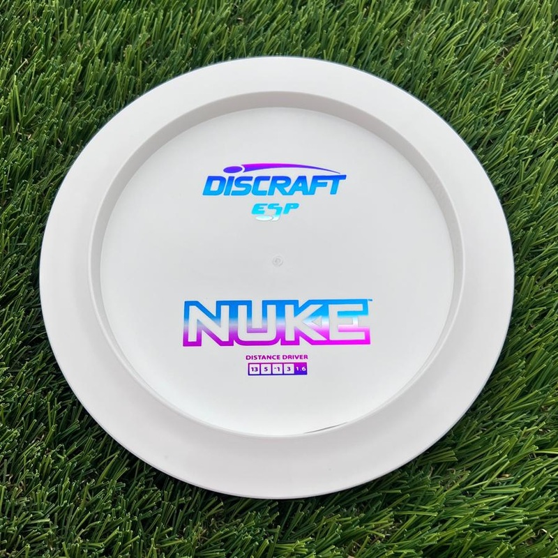 Discraft ESP Nuke with Dye Line Blank Top Bottom Stamp – 172.87g – Bright White