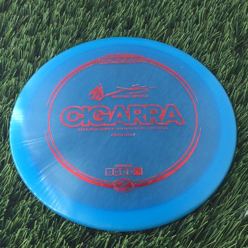Discraft Elite Z Cigarra with First Run – Anthony Barela “AB” Signature – Overstable Modified Cicada Stamp – 176g – Blue