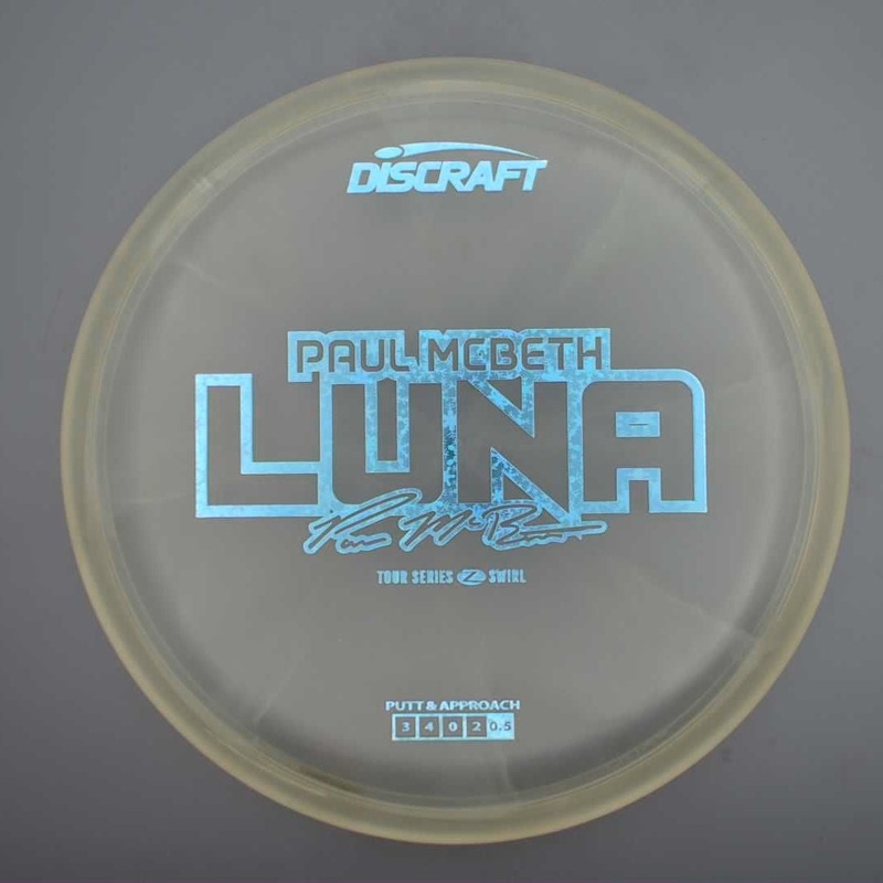 Discraft Elite Z Swirl Luna with Paul McBeth 2025 Tour Series Stamp – 172.1g – Grey