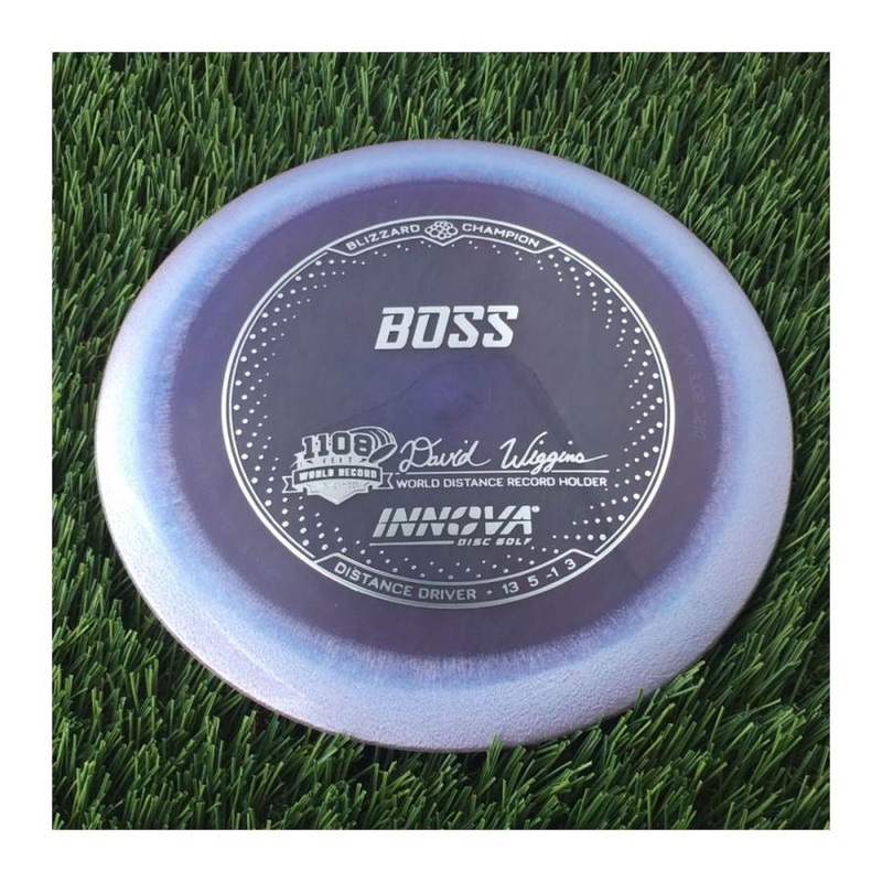 Innova Champion Blizzard Boss with 1108 Feet – David Wiggins – World Distance Record Holder Stamp – 158g – Translucent Purple