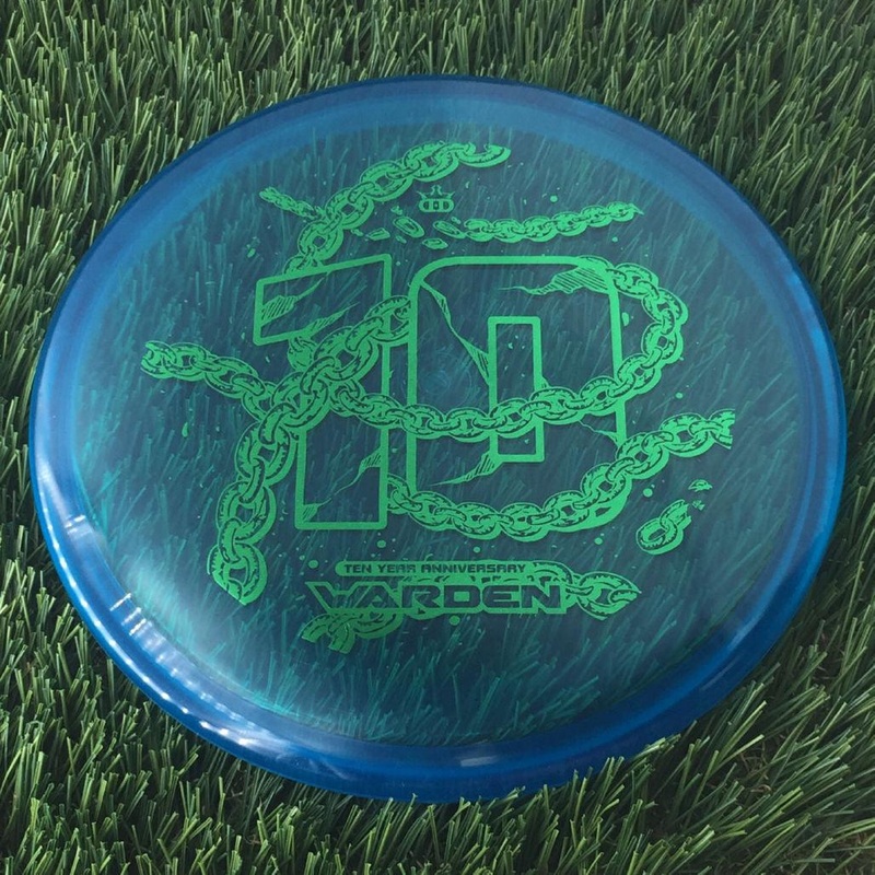 Dynamic Discs Lucid Ice Warden with Ten Year Anniversary Edition Breaking Chains Stamp – 175g – Translucent Blue