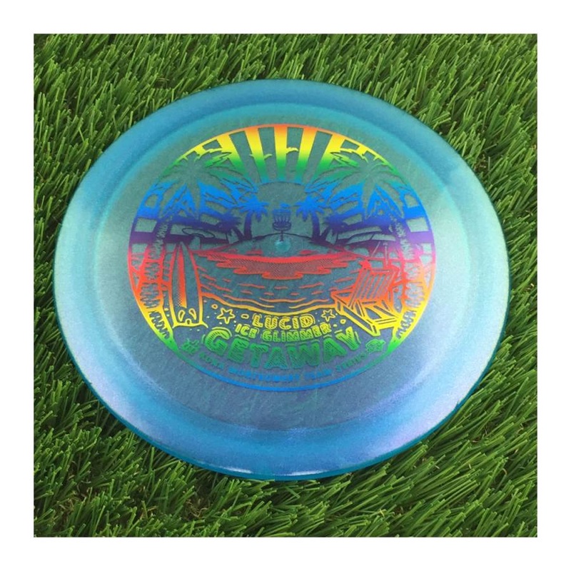 Dynamic Discs Lucid Ice Glimmer Getaway with Kona Montgomery 2023 Team Series Stamp – 173g – Translucent Blue