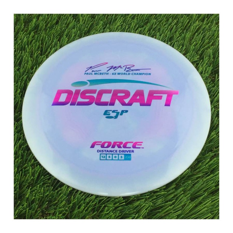 Discraft ESP Force with Paul McBeth – 6x World Champion Signature Stamp – 172g – Solid Pastel Blue