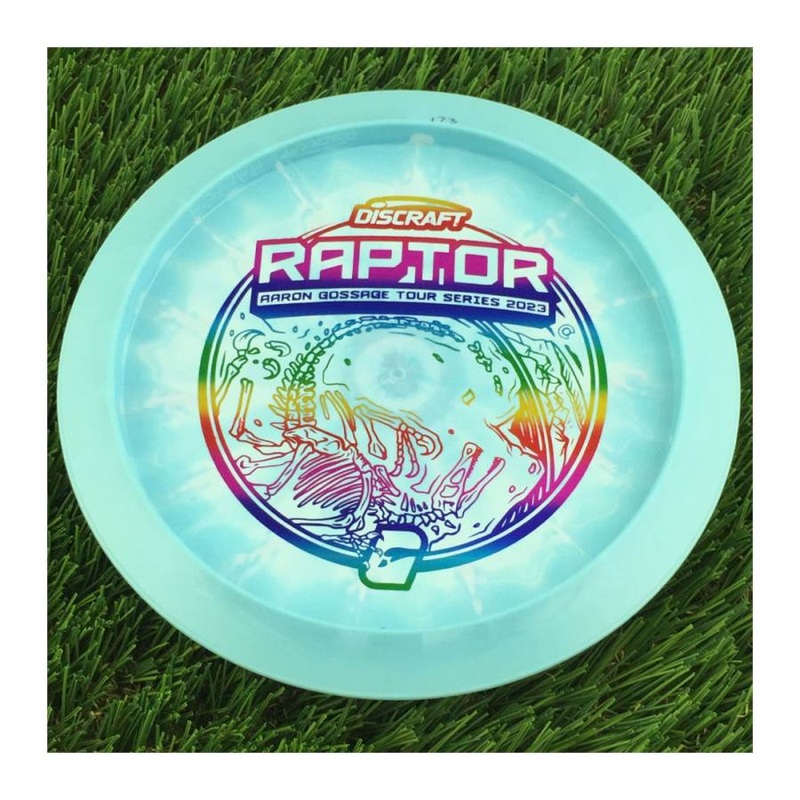 Discraft ESP Swirl Raptor with Aaron Gossage Tour Series 2023 Stamp – 173g – Solid Blue