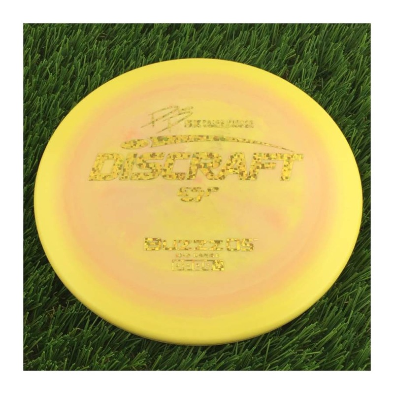 Discraft ESP BuzzzOS with PP 29190 5X Paige Pierce World Champion Stamp – 177g – Solid Orangish Yellow