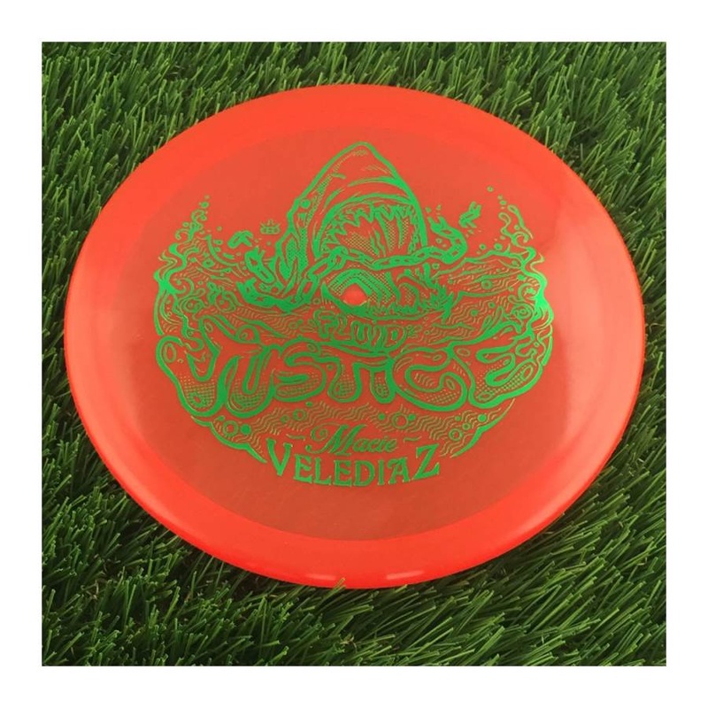Dynamic Discs Fluid Justice with Macie Velediaz Jaws & Chain Team Series 2023 Stamp – 173g – Translucent Red
