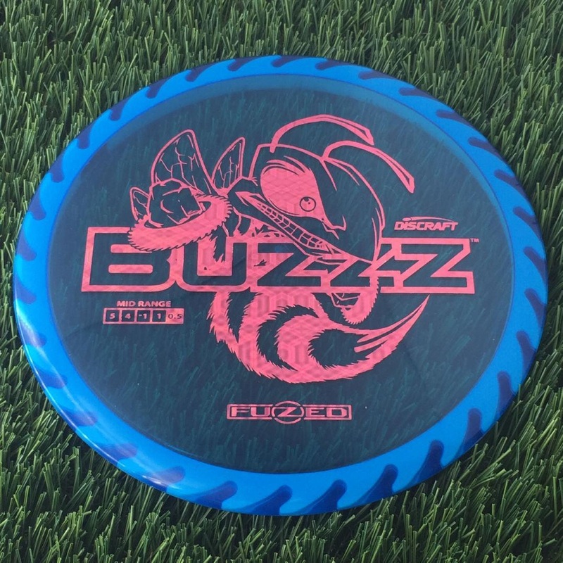 Discraft Elite Z FuZed Line with Saw Pattern Buzzz with Big Bee with Saw Blade – “Buzzzsaw” Stamp – 180g – White Saw Blue