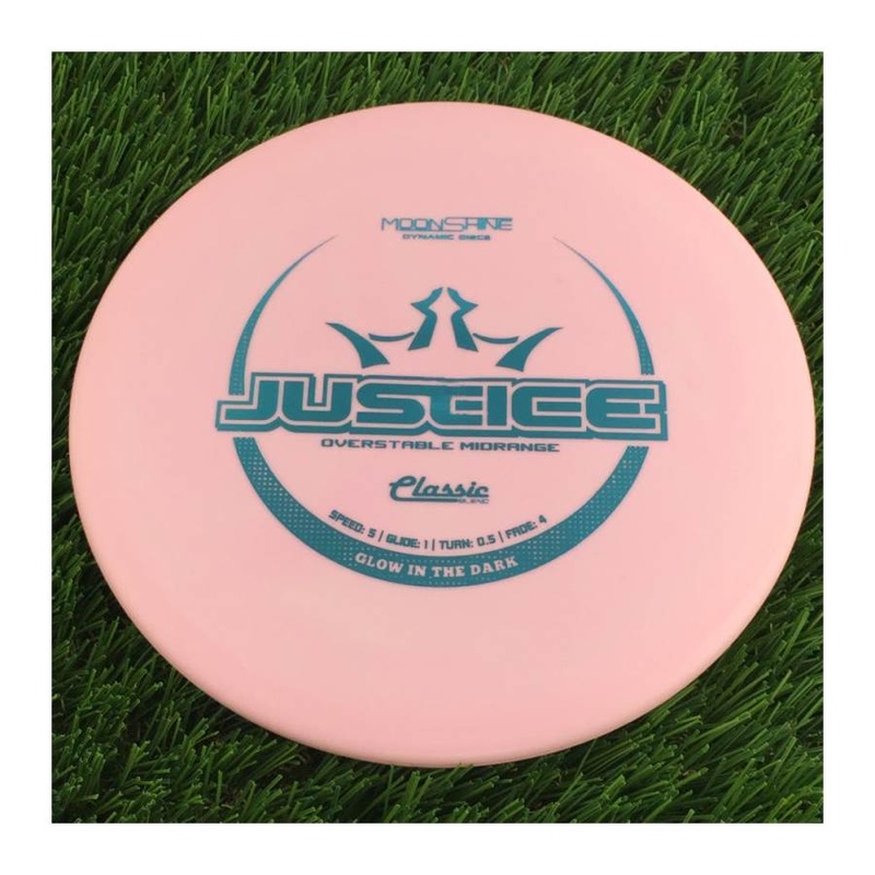 Dynamic Discs Classic Blend Moonshine Glow Justice with Glow in the Dark Stamp – 176g – Solid Pink