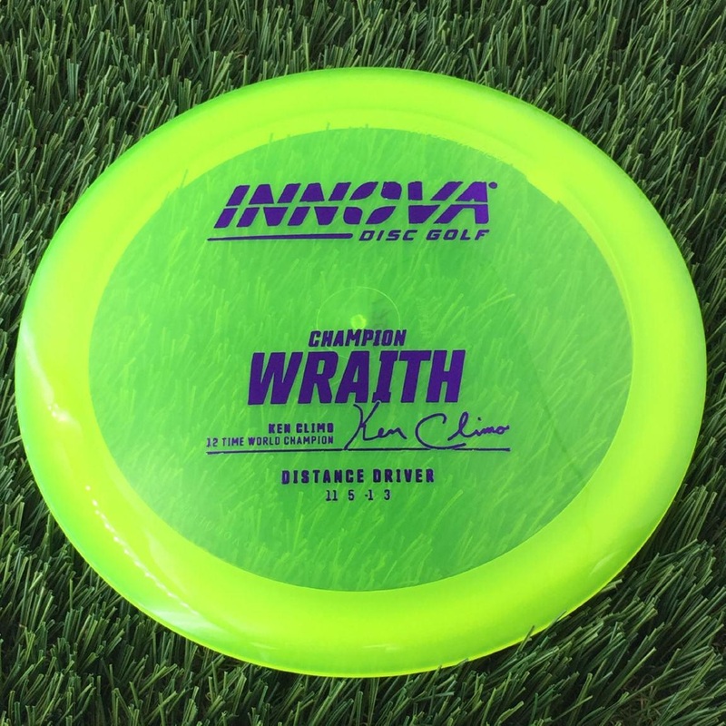 Innova Champion Wraith with Ken Climo 12 Time World Champion Burst Logo Stamp – 175g – Translucent Yellow