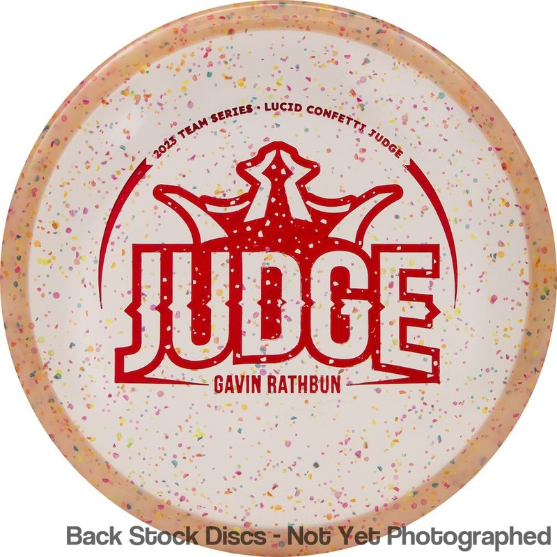 Dynamic Discs Lucid Confetti Judge Putter with Gavin Rathbun Big Judge Team Series 2023 Stamp [Back Stock Inventory – Disc and Stamp Color WILL VARY]