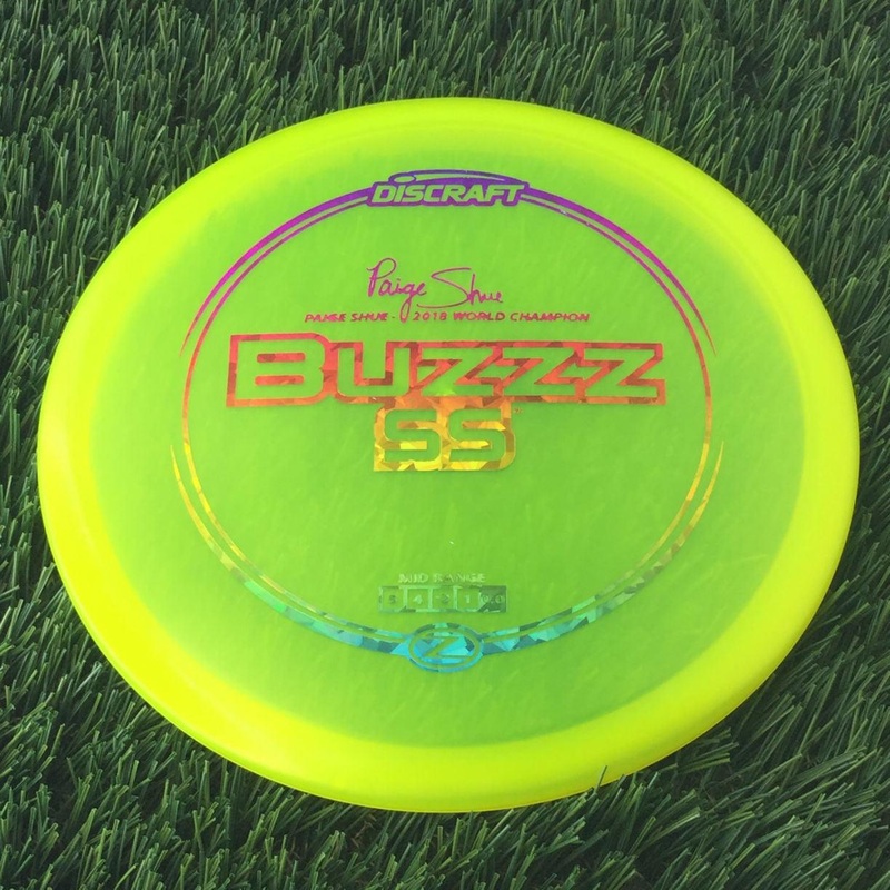 Discraft Elite Z BuzzzSS with Paige Shue – 2018 World Champion Stamp – 172g – Translucent Yellow