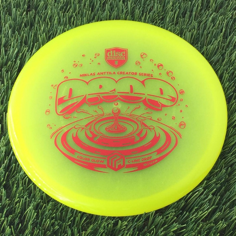 Discmania C-Line Color Glow Reinvented Drop with Niklas Anttila Creator Series – NA Logo – Water Drop Stamp – 173g – Translucent Yellow