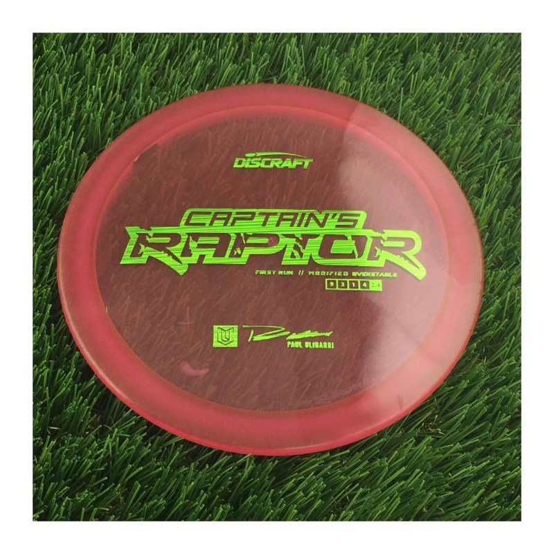 Discraft Special Blend Z Captain’s Raptor with First Run // Modified Overstable – Paul Ulibarri Stamp – 174g – Translucent Dark Red