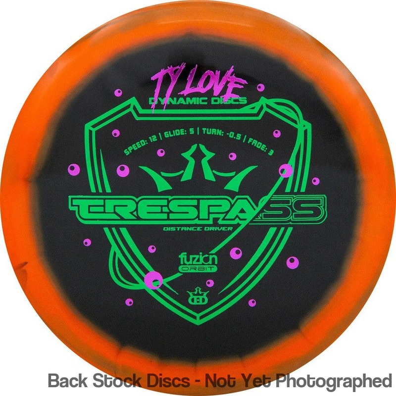 Dynamic Discs Fuzion Orbit Trespass Distance Driver with Ty Love Eyeballs Team Series 2023 Stamp [Back Stock Inventory – Disc and Stamp Color WILL VARY]