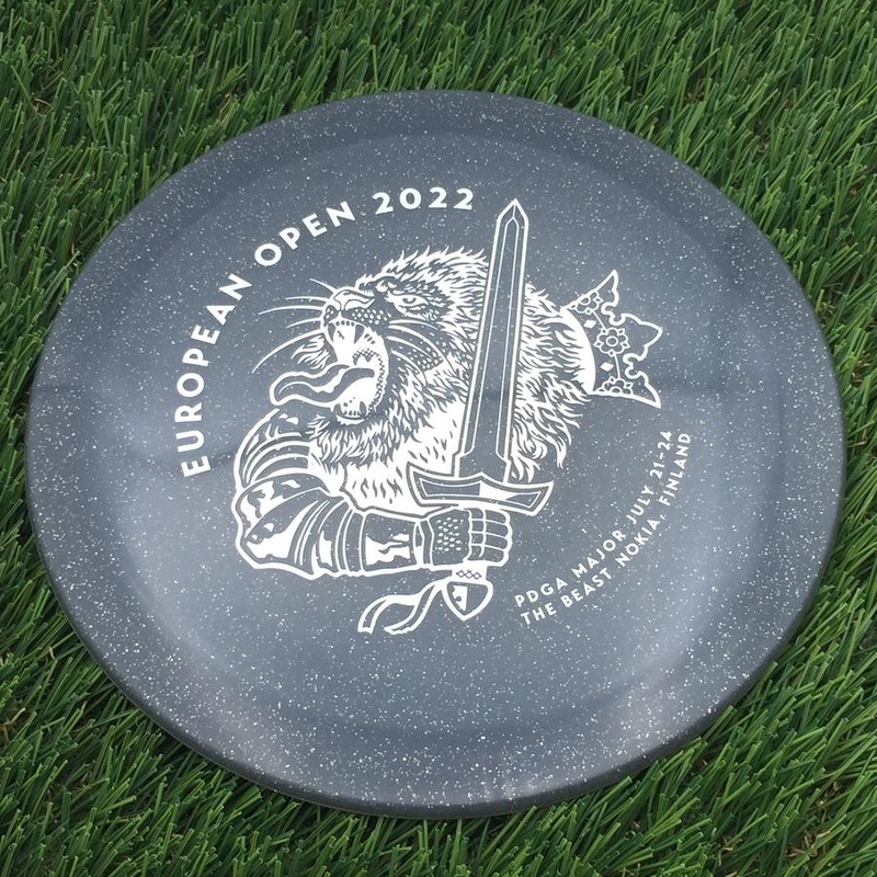 Discmania C-Line Metal Flake FD3 with European Open 2022 – The Beast – Nokia, Finland Stamp – 174g – Translucent Grey