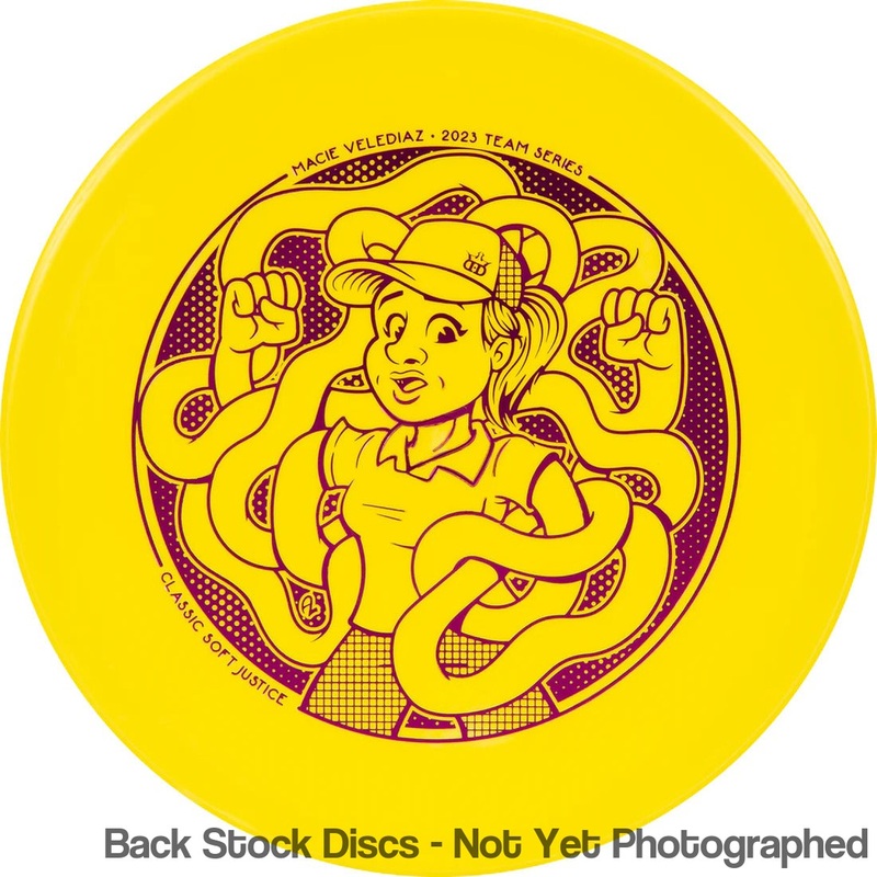 Dynamic Discs Classic Soft Justice Midrange with Macie Velediaz 2023 Team Series Stamp [Back Stock Inventory – Disc and Stamp Color WILL VARY]