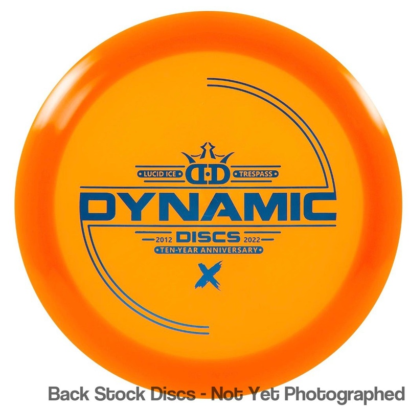 Dynamic Discs Lucid Ice Trespass Distance Driver with Ten-Year Anniversary 2012-2022 Stamp [Back Stock Inventory – Disc and Stamp Color WILL VARY]