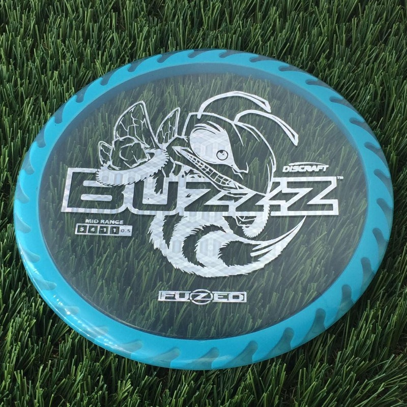 Discraft Elite Z FuZed Line with Saw Pattern Buzzz with Big Bee with Saw Blade – “Buzzzsaw” Stamp – 180g – Translucent Blue
