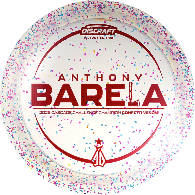 Discraft Limited Edition Victory Edition 2025 Cascade Challenge Champion Anthony Barela Confetti Elite Z Venom Distance Driver Golf Disc