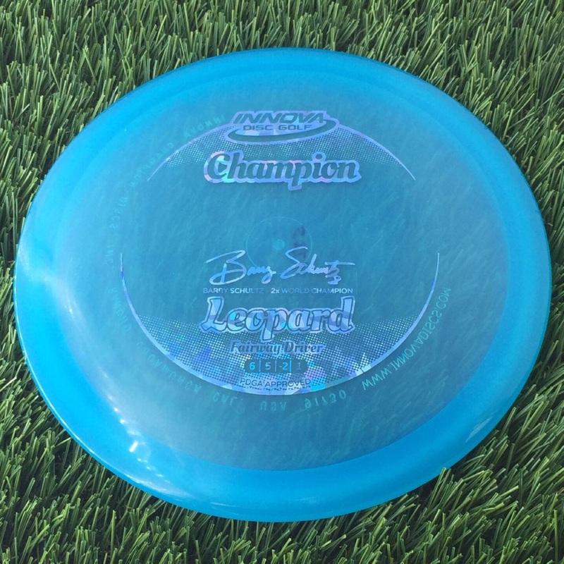 Innova Champion Leopard with Barry Schultz – 2x World Champion Signature Stamp – 175g – Translucent Blue