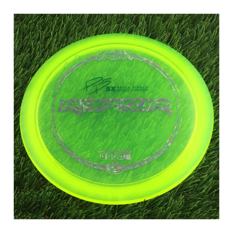 Discraft Elite Z Raptor with PP 29190 5X Paige Pierce World Champion Stamp – 172g – Translucent Yellow