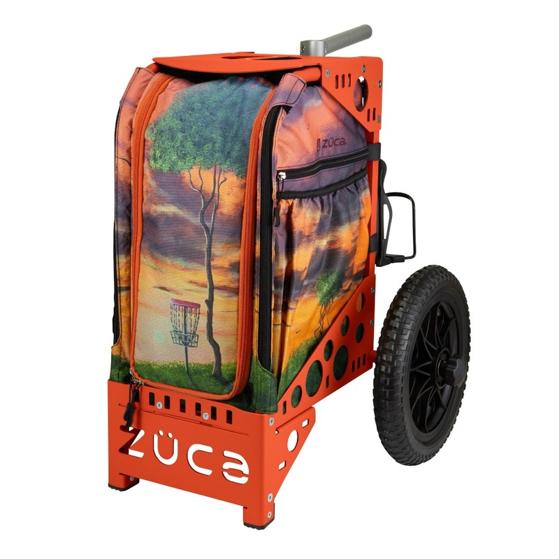 Zuca All Terrain Disc Golf Cart – Orange Frame With Twilight Trail Insert Bag