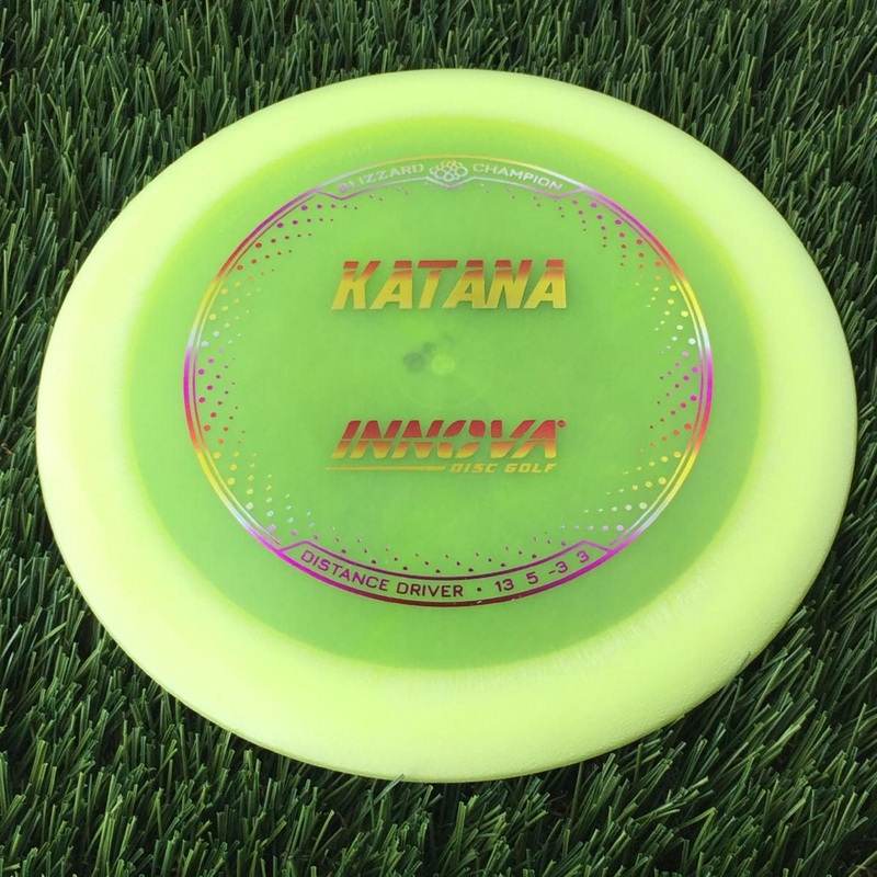 Innova Champion Blizzard Katana with Burst Logo Stock Stamp – 148g – Translucent Yellow