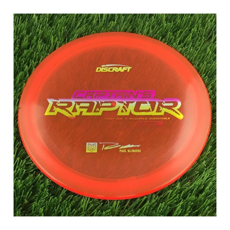 Discraft Special Blend Z Captain’s Raptor with First Run // Modified Overstable – Paul Ulibarri Stamp – 174g – Translucent Red