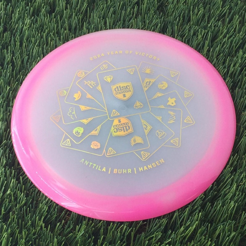 Discmania Horizon C-Line Color Glow PD with Discmania 2024 Year of Victory – Antilla | Buhr | Hansen Stamp – 173g – Translucent Pink