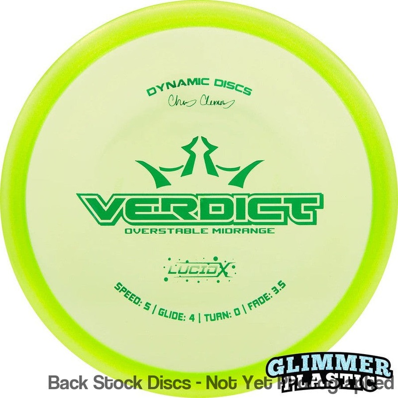 Dynamic Discs Lucid-X Glimmer Verdict Midrange with Chris Clemons Signature Team Series 2023 Stamp [Back Stock Inventory – Disc and Stamp Color WILL VARY]