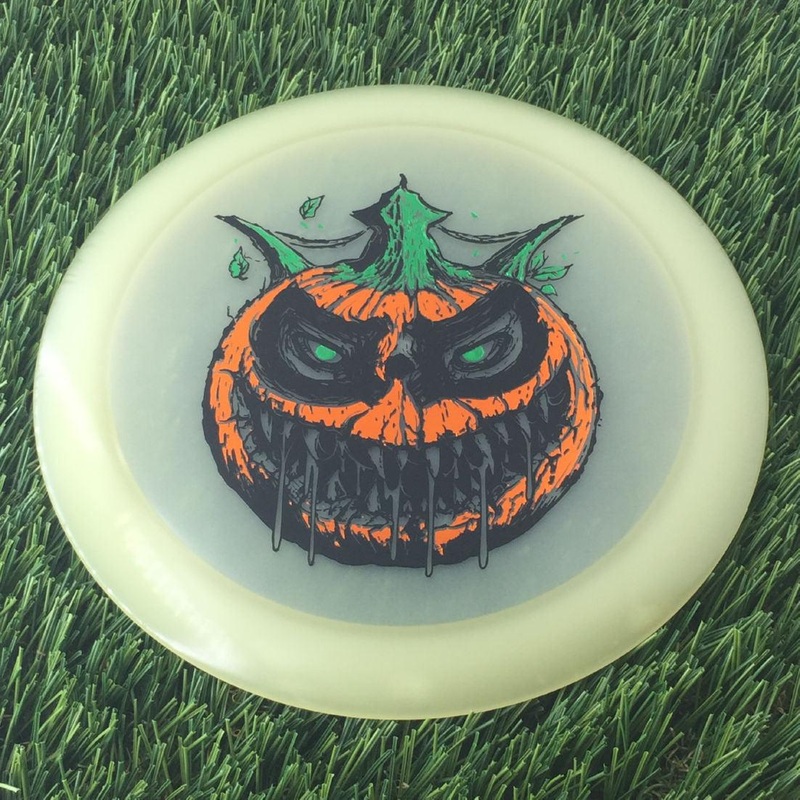 Dynamic Discs Lucid Moonshine Glow Captain with Scary Pumpkin with DD Crown – Triple Foil 2024 Stamp – 173g – Translucent Glow