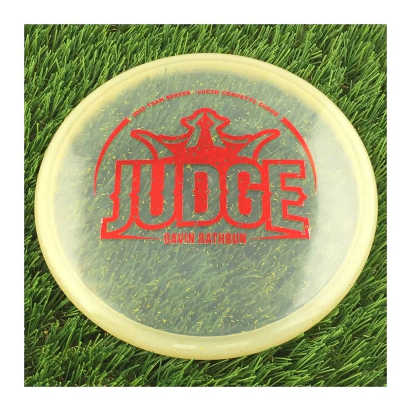 Dynamic Discs Lucid Confetti V2 Judge with Gavin Rathbun Big Judge Team Series 2023 Stamp – 176g – Translucent Gold