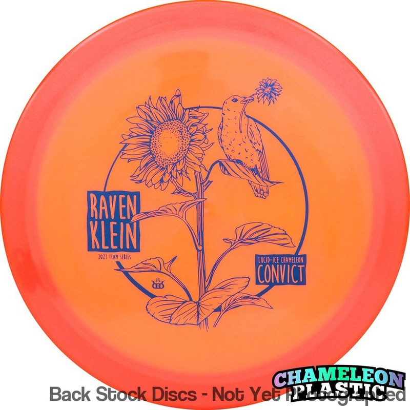 Dynamic Discs Lucid Ice Chameleon Convict Fairway Driver with Raven Klein Sunflower Team Series 2023 Stamp [Back Stock Inventory – Disc and Stamp Color WILL VARY]