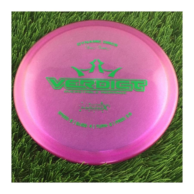 Dynamic Discs Lucid-X Glimmer Verdict with Chris Clemons Signature Team Series 2023 Stamp – 173g – Translucent Purple