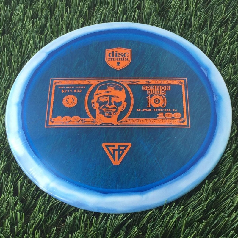 Discmania Horizon C-Line Metal Flake FD3 with Gannon Buhr – Most Money Earned in a Season $211,432 – Dollar Bill – GB Stamp – 174g – Translucent Blue