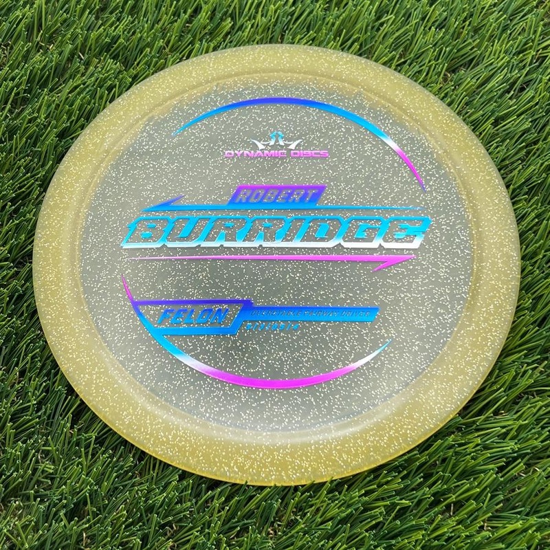 Dynamic Discs Lucid Gold Metal Flake Felon with Robert Burridge 2025 Signature Mold Stamp – 173.8g – Gold