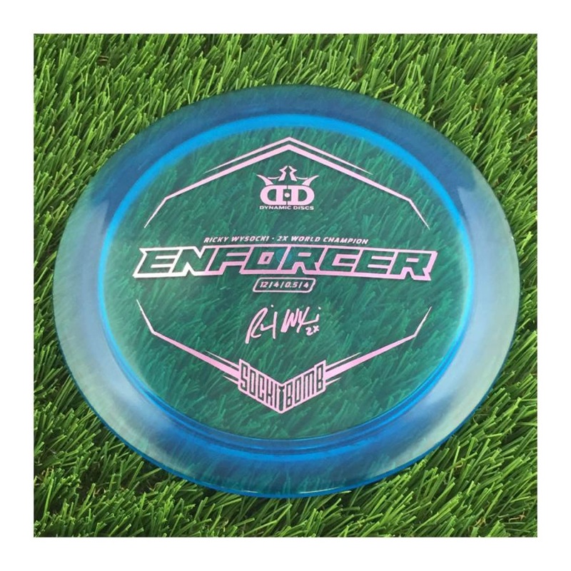 Dynamic Discs Lucid Ice Enforcer with Ricky Wysocki – 2X World Champion – SockiBomb Stamp – 174g – Translucent Blue