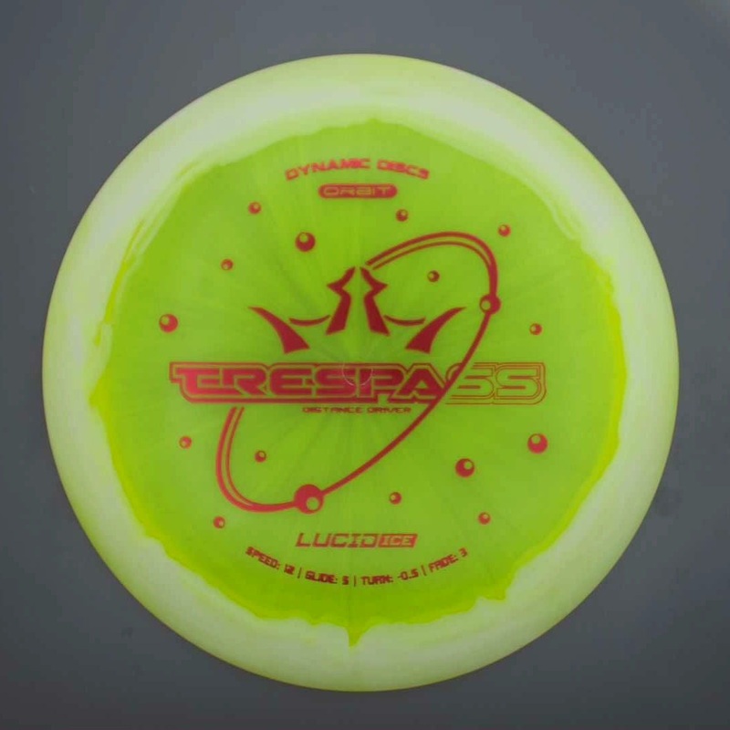 Dynamic Discs Lucid Ice Orbit Trespass with Bubbles Stock Stamp – 174.9g – Yellow