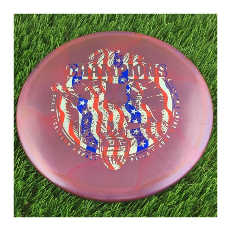 Discraft Elite Z Swirl Buzzz with Major Champions – Chris Dickerson – Paige Pierce – 2022 Stamp – 180g – Translucent Dark Pink