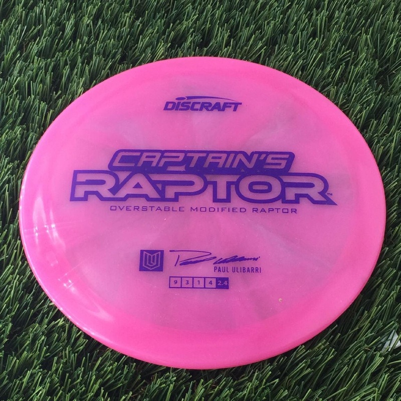 Discraft Elite Z Swirl Captain’s Raptor with Paul Ulibarri “Uli” – Overstable Modified Raptor Stamp – 174g – Pink