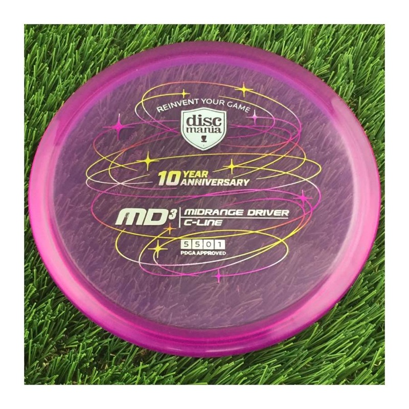 Discmania Italian C-Line MD3 Reinvented with 10 Year Anniversary Revolution Design Stamp – 175g – Translucent Purple