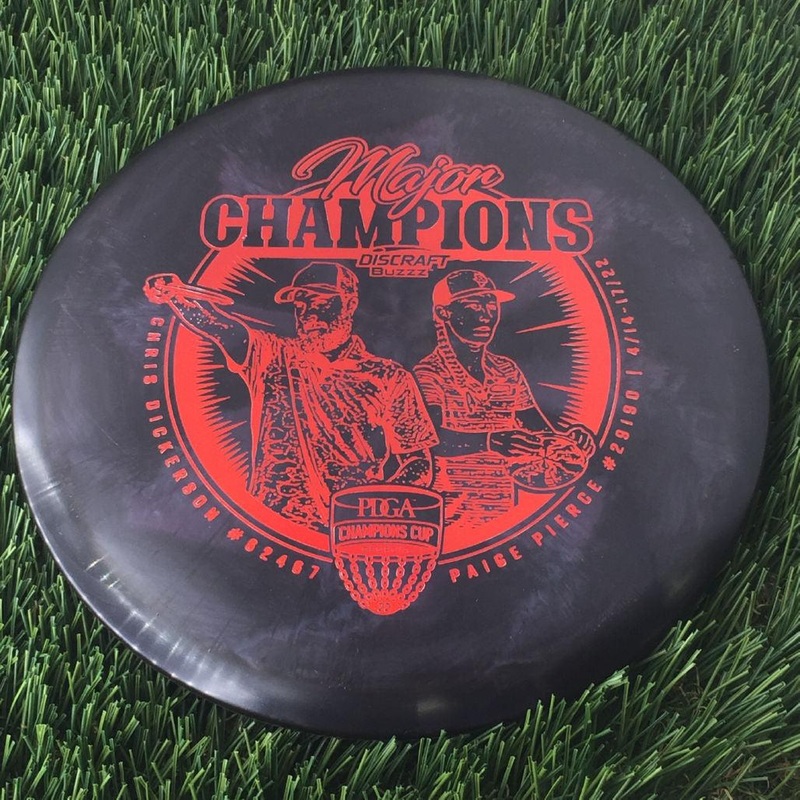 Discraft Elite Z Swirl Buzzz with Major Champions – Chris Dickerson – Paige Pierce – 2022 Stamp – 177g Dark Purple