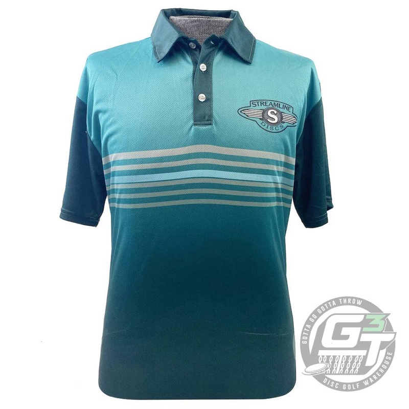 Streamline Discs Stripes Sublimated Short Sleeve Performance Disc Golf Polo Shirt