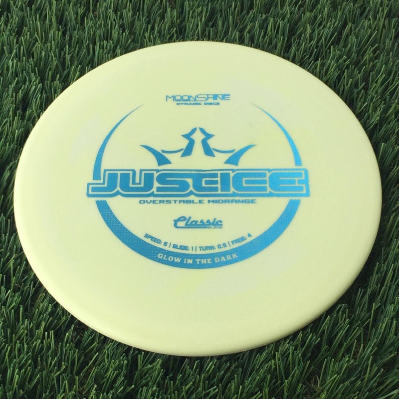 Dynamic Discs Classic Blend Moonshine Glow Justice with Glow in the Dark Stamp – 173g Pale Yellow