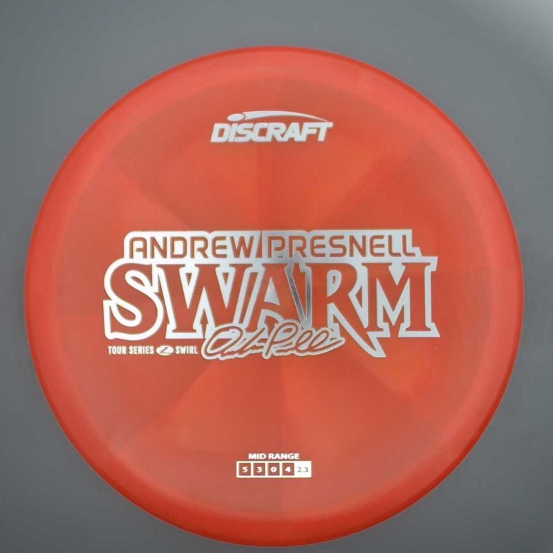 Discraft Elite Z Swirl Swarm with Andrew Presnell 2025 Tour Series Stamp – 176.9g – Red